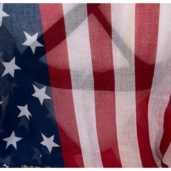 American Flag Kimono Shrug Unique Handmade One Size Boho Festival USA Patriotic - Picture 4 of 5